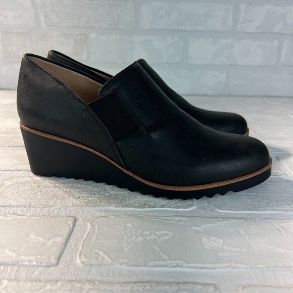 LifeStride Velocity 2.0 Booties Womens 8 Black Zora Wedge Slip On Loafer Comfort - Picture 1 of 12